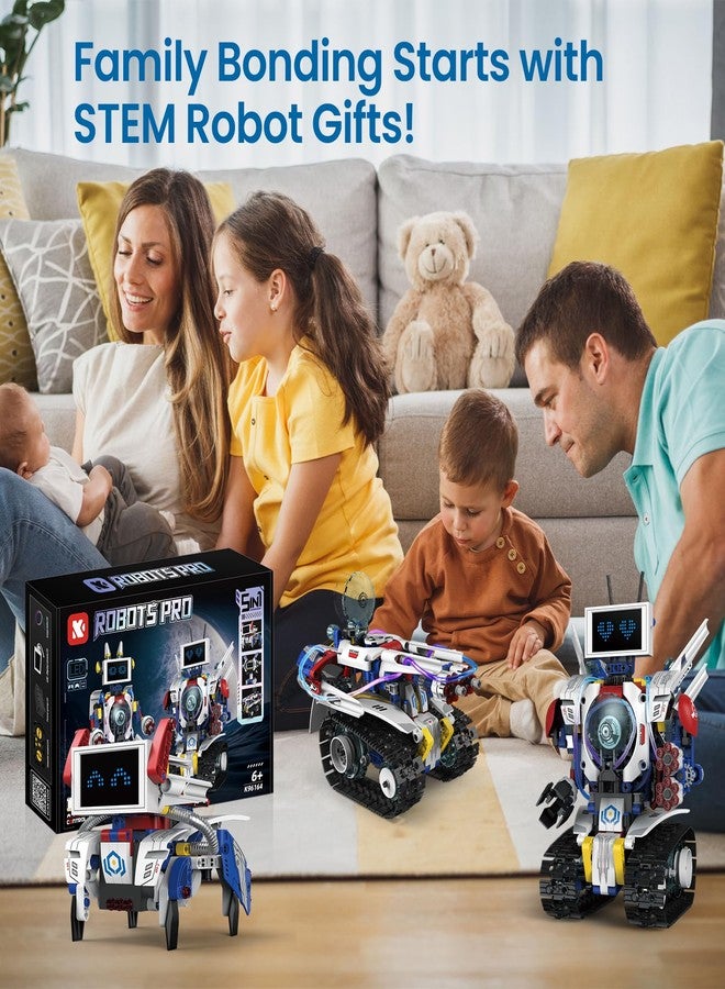 HPROMOT 5-in-1 STEM Robot Building Kit for Kids Ages 6-16, Remote & App Controlled, Rechargeable Engineering Learning DIY Coding Toy, Educational Building Blocks Gift for Girls & Boys (603 PCS) - Image 2